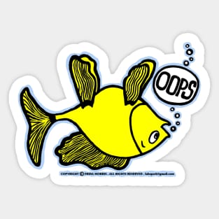 OOPS Up side down fish Sticker